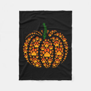 Pet Paw Print Pumpkin Paw Pumpkin Fall Thanksgivin Fleece Blanket