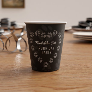 Pet Paw Print Purr Day Party Paper Cup