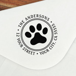 Pet paw print return address self-inking stamp