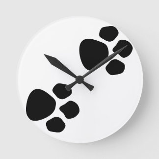 Pet Paw Print Wall Art on Wooden Picture Ledge  Round Clock