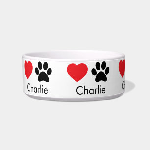 Pet Paw Prints Personalised Name Dog Bowl