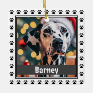 Pet Paw Prints Personalised Pet Name Photo Ceramic Ornament