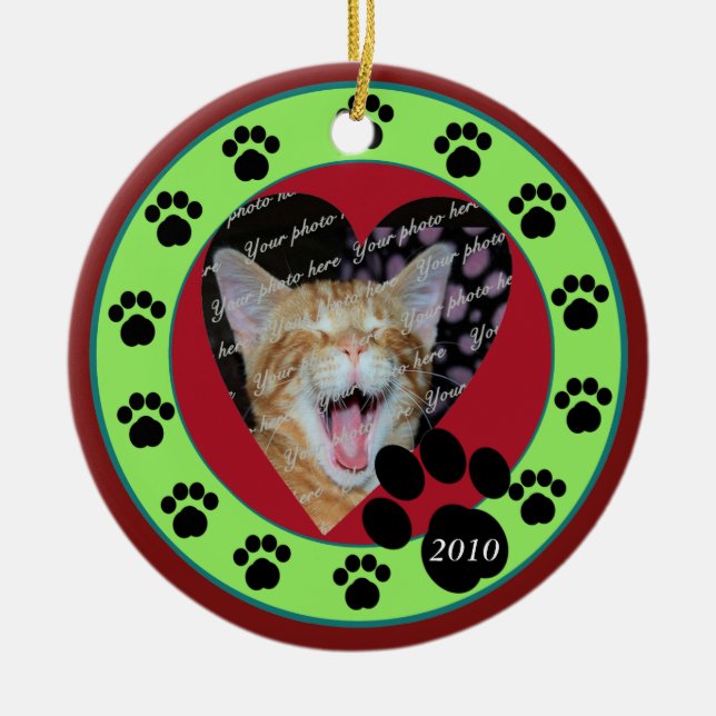 Pet Paws 2010 Ceramic Tree Decoration (Front)