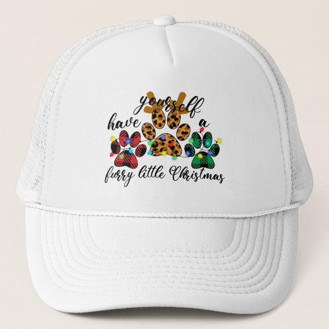 Pet Paws Have Yourself A Furry Little Christmas Trucker Hat (Front)