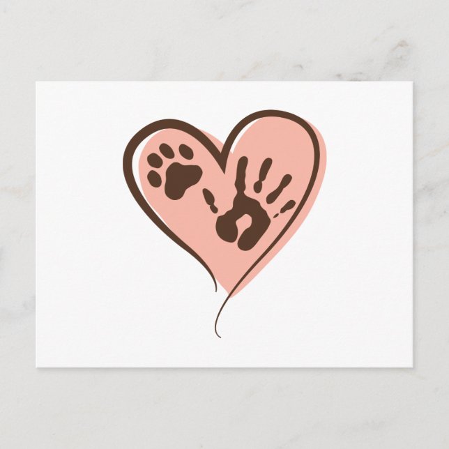 Pet Paws Heart Postcard (Front)