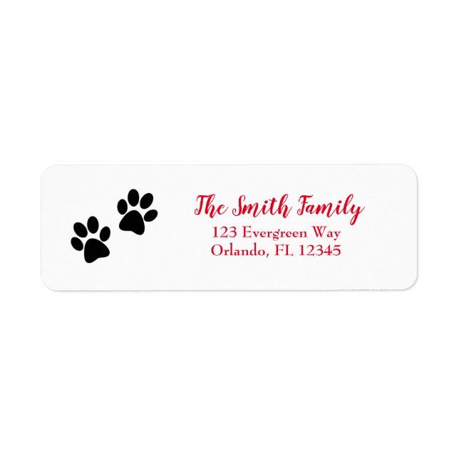 Pet Paws Painting Black Cat Dog Return Address Label (Front)