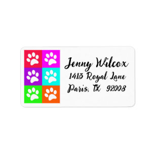 “Pet Paws”  Pop Art Address Label