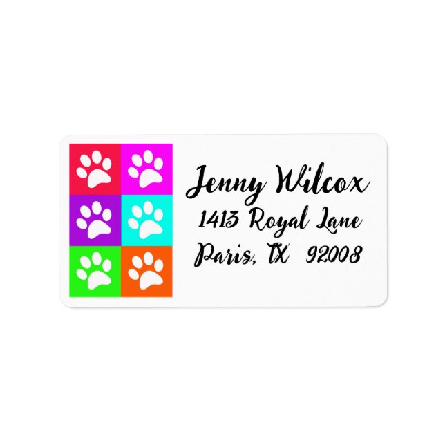 “Pet Paws”  Pop Art Address Label (Front)