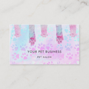 pet paws purple blue pattern business card
