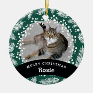 Pet Personalised Evergreen Christmas Ceramic Ornament