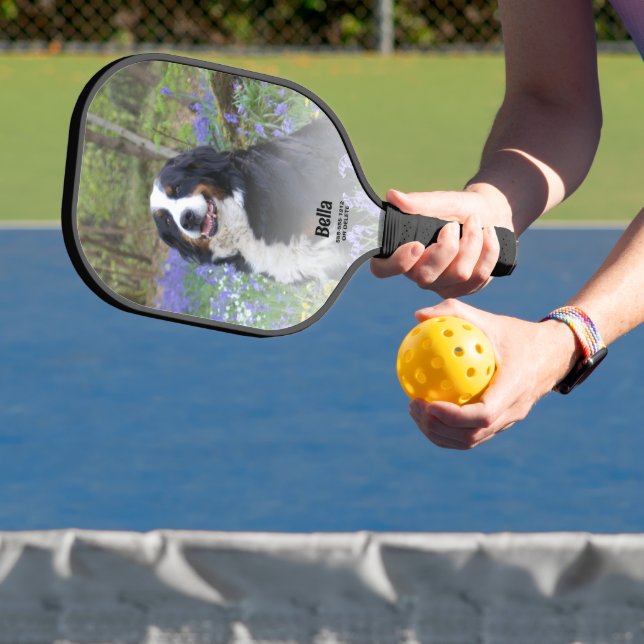 Pet Photo 2 Image Personalised Dog Name Custom Pickleball Paddle (Insitu)