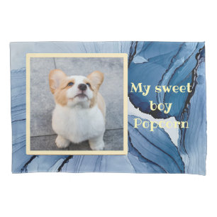 Pet photo - blue ink pillowcase