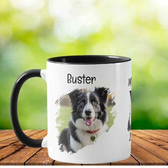 Pet Photo Border Collie Personalise Mug (Front of design. Add your Pets name and Photo)