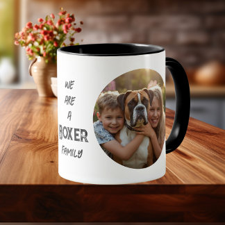 Pet Photo Boxer Family typography Black Personaliz Mug