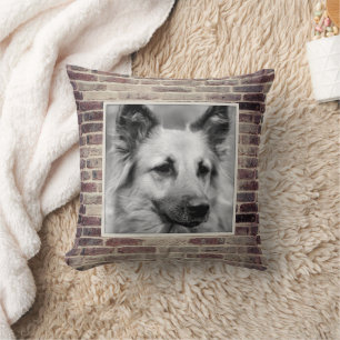 Pet Photo Brickwork Accent Pillow