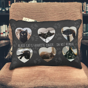Pet Photo Collage Black Cat Favourite Throw Pillow