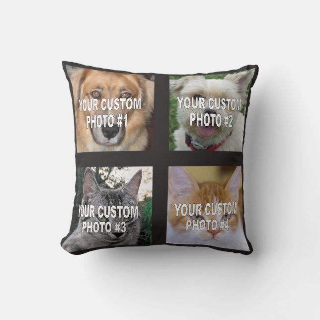 Pet photo collage custom dog or cat photos cushion (Front)