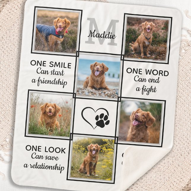 Pet Photo Collage Dog Lover Quote Unique Keepsake Sherpa Blanket (Creator Uploaded)