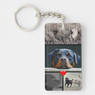 Pet Photo Collage Heart Key Ring