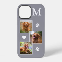 Pet Photo Collage Monogram Initial Grey Cat Dog