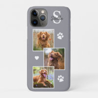Pet Photo Collage Monogram Name Grey Cat Dog