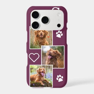 Pet Photo Collage Monogram Name Magenta Cat Dog