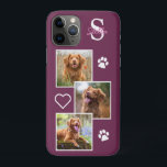 Pet Photo Collage Monogram Name Magenta Cat Dog iPhone 11 Pro Case<br><div class="desc">Now you can carry your best friend with you wherever you go with this custom dog pet photo iPhone case . This 3 photo collage with heart and paw print design is trendy, elegant, cool and cute. Customise with your favourite dog photo, cat photo, or any pet with paws !...</div>