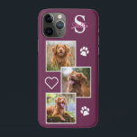 Pet Photo Collage Monogram Name Magenta Cat Dog iPhone 11 Pro Case<br><div class="desc">Now you can carry your best friend with you wherever you go with this custom dog pet photo iPhone case . This 3 photo collage with heart and paw print design is trendy, elegant, cool and cute. Customise with your favourite dog photo, cat photo, or any pet with paws !...</div>