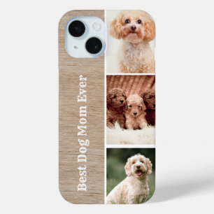 Pet Photo Custom Text Wood Background iPhone 15 Case
