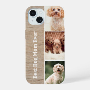 Pet Photo Custom Text Wood Background iPhone 15 Case