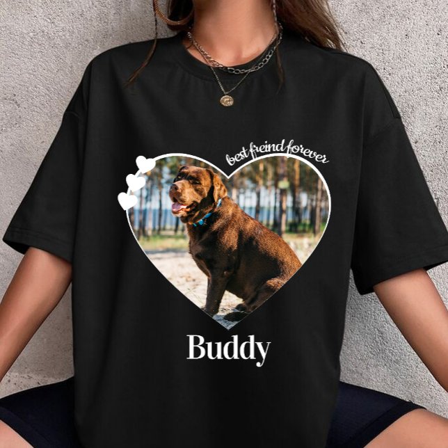 pet photo customize Heart custom dog name  T-Shirt (Creator Uploaded)