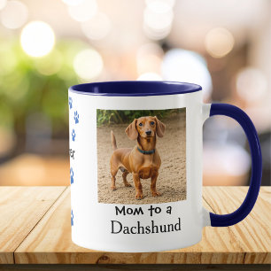 Pet Photo Dachshund Paw Blue Personalise Mug