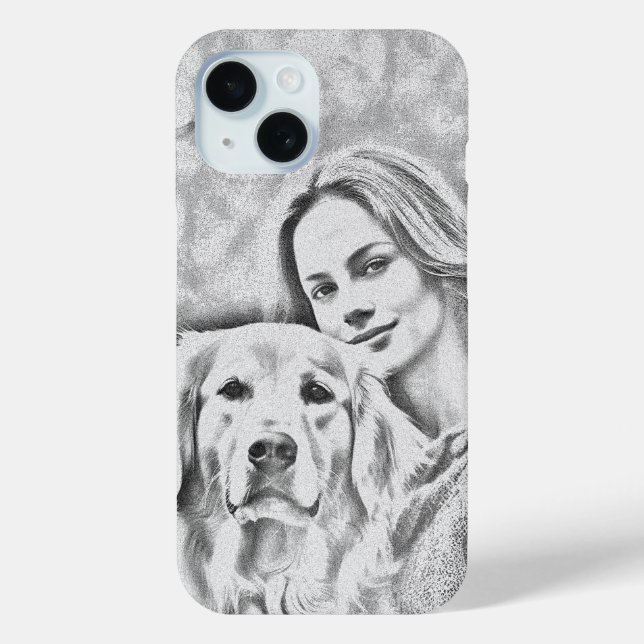 Pet Photo Dog Lover pencil drawig iPhone 16 Case-Mate iPhone Case (Back)