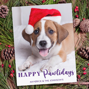 Pet Photo Dog Lover Personalised Happy Pawlidays Holiday Postcard