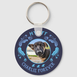 Pet photo, editable floral frame design keychain