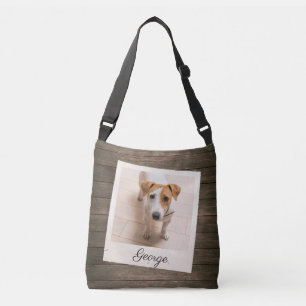 Pet Photo Frame Rustic Wood Personalised Crossbody Bag