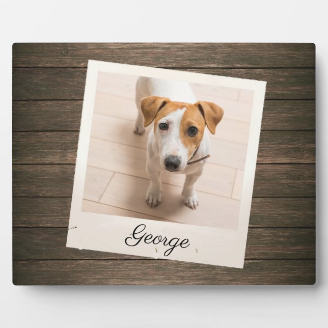 Pet Photo Frame Rustic Wood Personalised Plaque (Front)