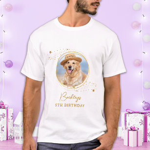 Pet Photo Gold Stars Personalized Dog Birthday T-Shirt