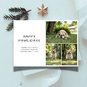 Pet Photo Happy Pawlidays Funny BullDog Christmas Holiday Card