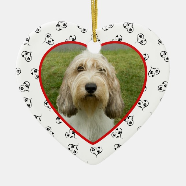 Pet Photo Heart Frame Personalised Ceramic Ornament (Front)