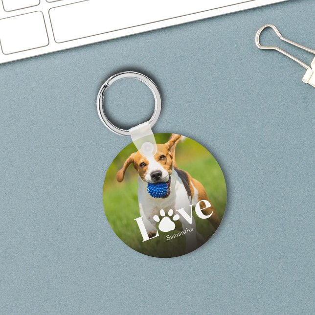 Pet Photo Love Personalised Cute Key Ring (Love pet photo custom keychain. )