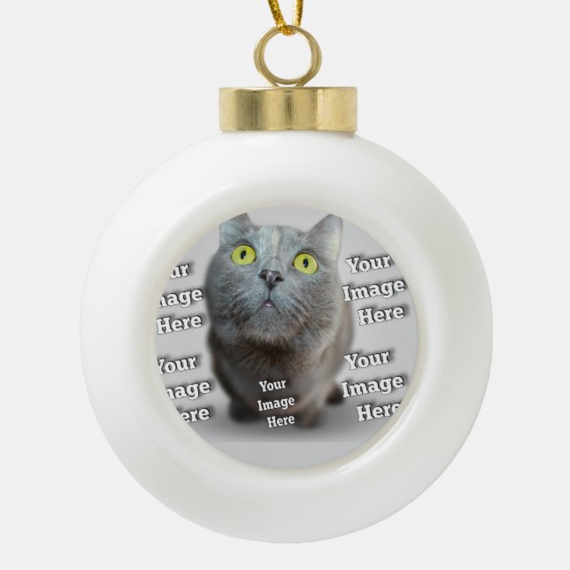 PET Photo ✨ Lovely Custom  Ceramic Ball Christmas Ornament (Front)