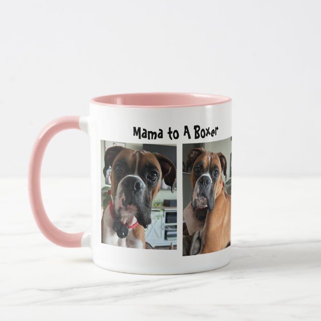 Pet PHOTO Mama To A Boxer Pink Personalize Mug (Left)