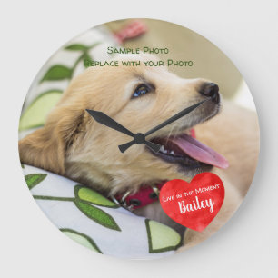 Pet Photo Memorial - Add Your Photo - Dog Photo Large Clock