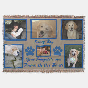 Pet Photo Memorial "Your Pawprints" Throw Blanket