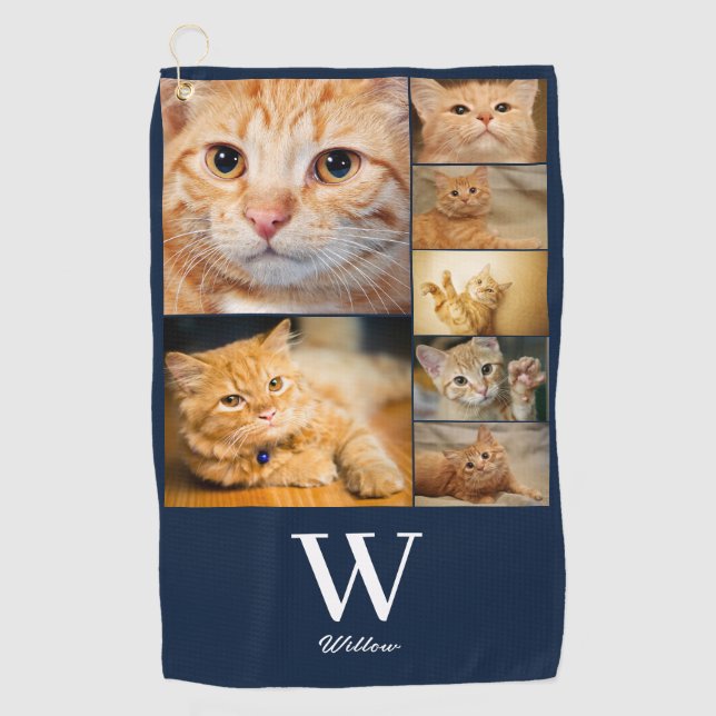 Pet Photo Monogram Name Golf Towel (Front)