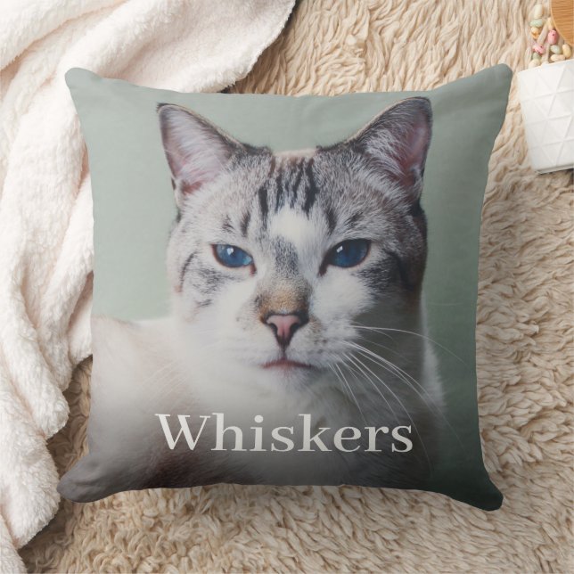 Pet Photo Name Cat Keepsake Cushion (Blanket)