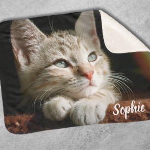 Pet Photo Name Sherpa Blanket
