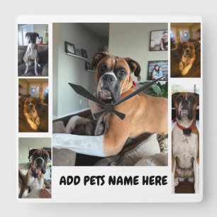 Pet Photo Personalise Square Wall Clock