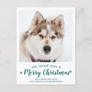 Pet Photo Personalised Dog Lover Merry Christmas Holiday Postcard